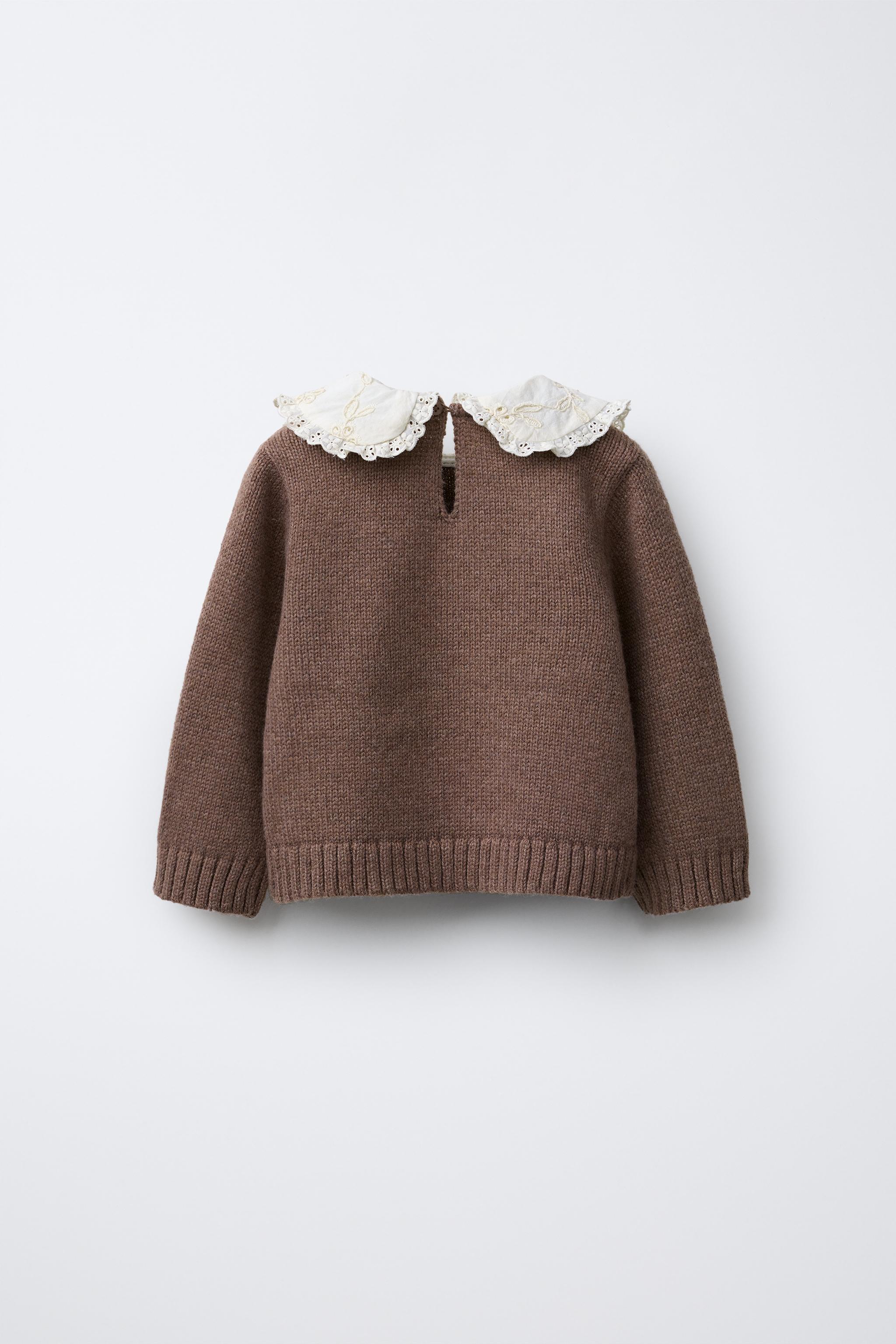 EMBROIDERED COLLAR KNIT SWEATER